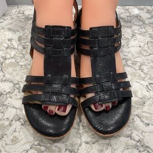 G.H. Bass & Co Melina cork wedge platform strappy sandal black 9.5